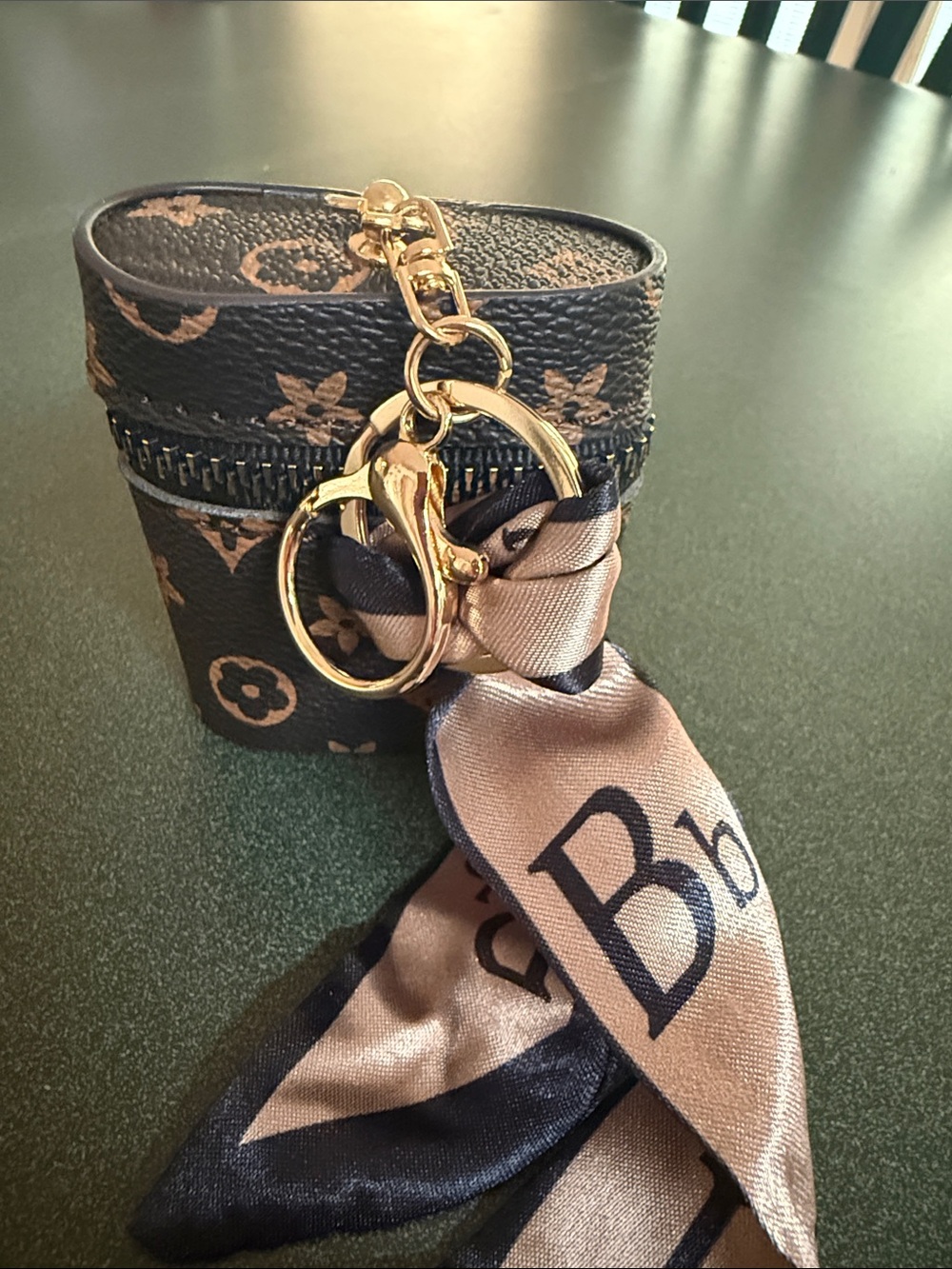 Monogram Canvas Key & Ear Bud Holder with Scarf Charm - Brown - Picture 3 of 3